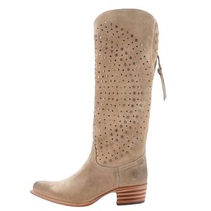 Frye Deborah cream suede studded western style boots knee high boots size 8